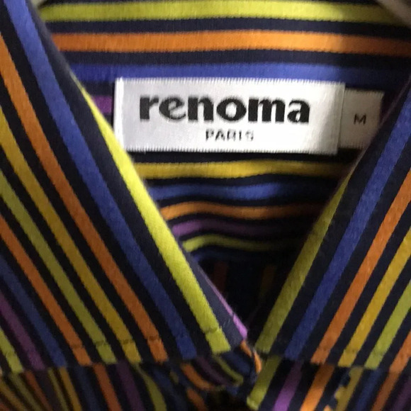 renoma black/bright multicolor stripe button shirt - Picture 7 of 7